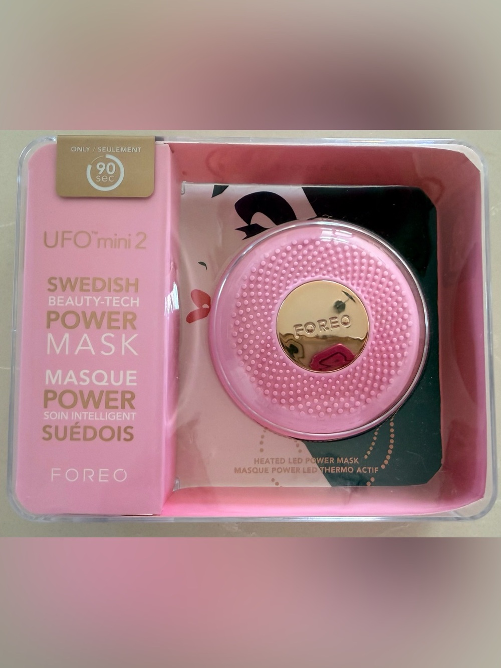 FOREO Pink Facial Cleansing Device with Gold Accent- UFO Mini 2